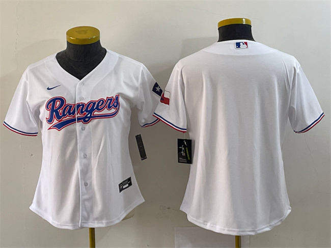 Youth Texas Rangers Blank White With Patch Stitched Baseball Jersey